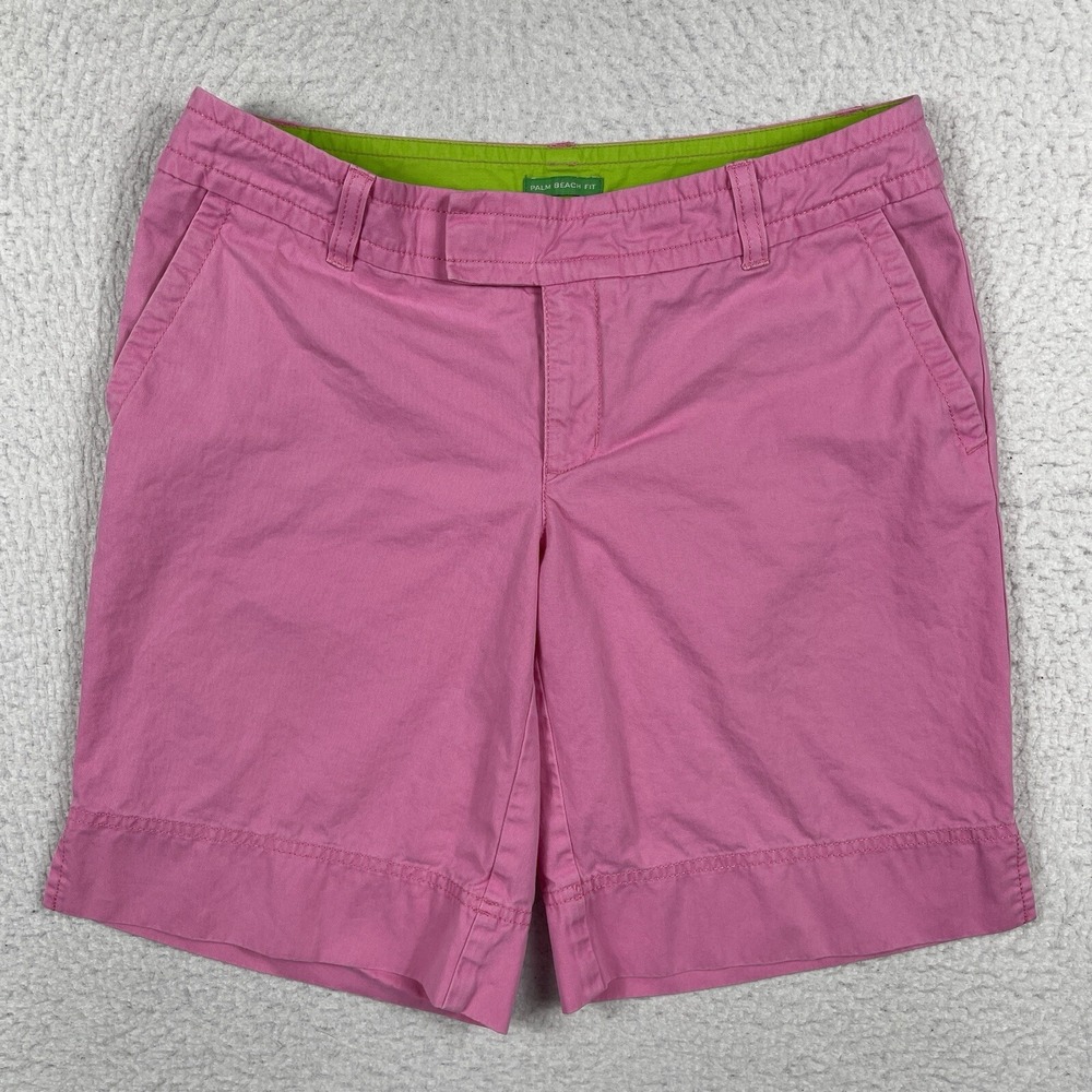 Lilly Pulitzer Chino Shorts Womens 4 Pink‎ Palm Beach Fit Cotton Preppy Casual